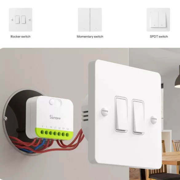 Sonoff MINI DUO  2-Gang Zigbee Smart Switch – két áramkörös, fázis+nulla mini relémodul, Zigbee (MINI-ZB2GS)