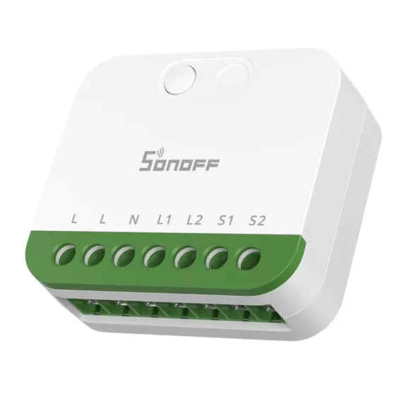 Sonoff MINI DUO 2-Gang Matter Over WiFi Smart Switch – két áramkörös mini relémodul, Wi-Fi, Matter (MINI-2GS)