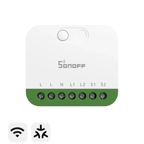 Sonoff MINI DUO 2-Gang Matter Over WiFi Smart Switch – két áramkörös mini relémodul, Wi-Fi, Matter (MINI-2GS)