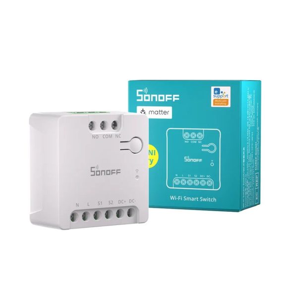 Sonoff MINI-D Wi-Fi + eWeLink-Remote , Matter kompatibilis, okos mini relémodul, feszültségmentes kimenettel