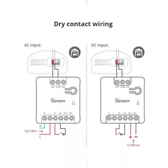 Sonoff MINI-D – száraz kontaktusos NO/NC eWeLink relé, Wi-Fi, Matter