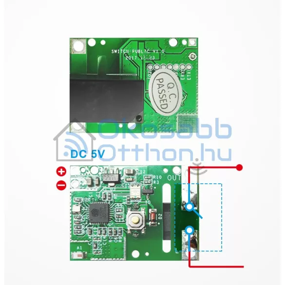 Sonoff RE5V1C 5V-os Wi-Fi-s, relémodul impulzuskapcsolással