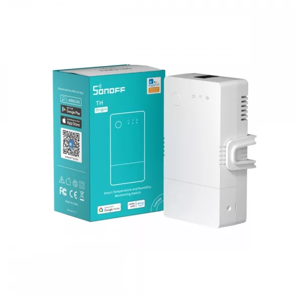 Sonoff TH16 Origin (R3) – relé, hőmérő bemenettel, 16A, DIN, Wi-Fi (THR316)