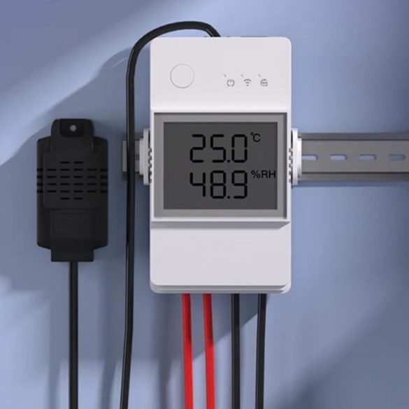 Sonoff TH20 Elite (R3) – relé, hőmérő bemenettel, 20A + dry contact, DIN, Wi-Fi (THR320D)