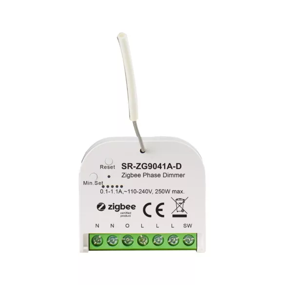 Sunricher Zigbee retrofit dimmer (fényerőszabályzó) modul, 230V csak fázis, 250W (SR-ZG9041A-D)