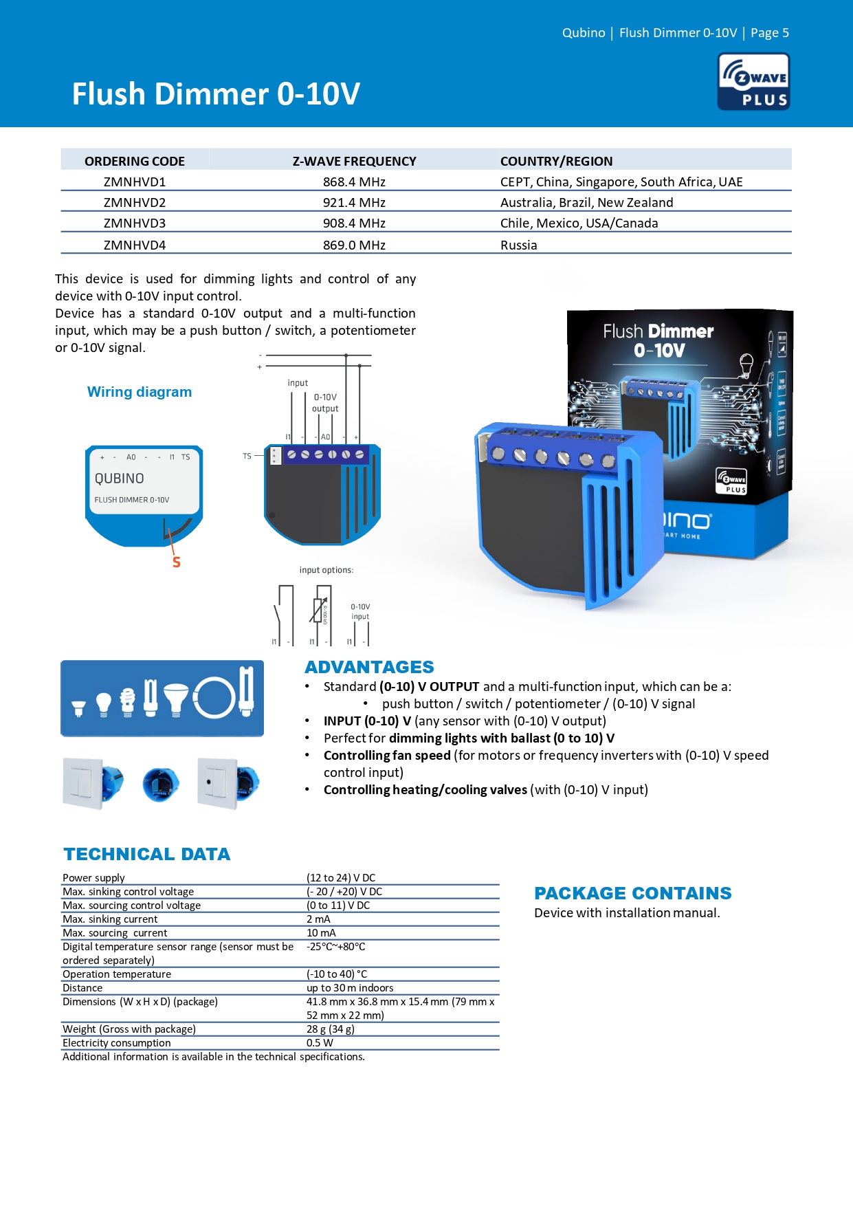 Qubino Flush Dimmer 0-10V