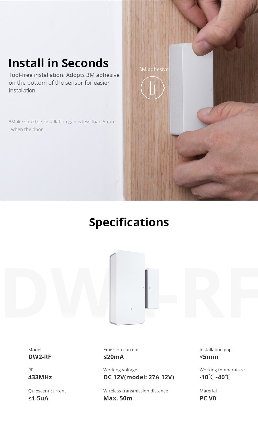 Sonoff DW2 RF Nyitásérzékelő