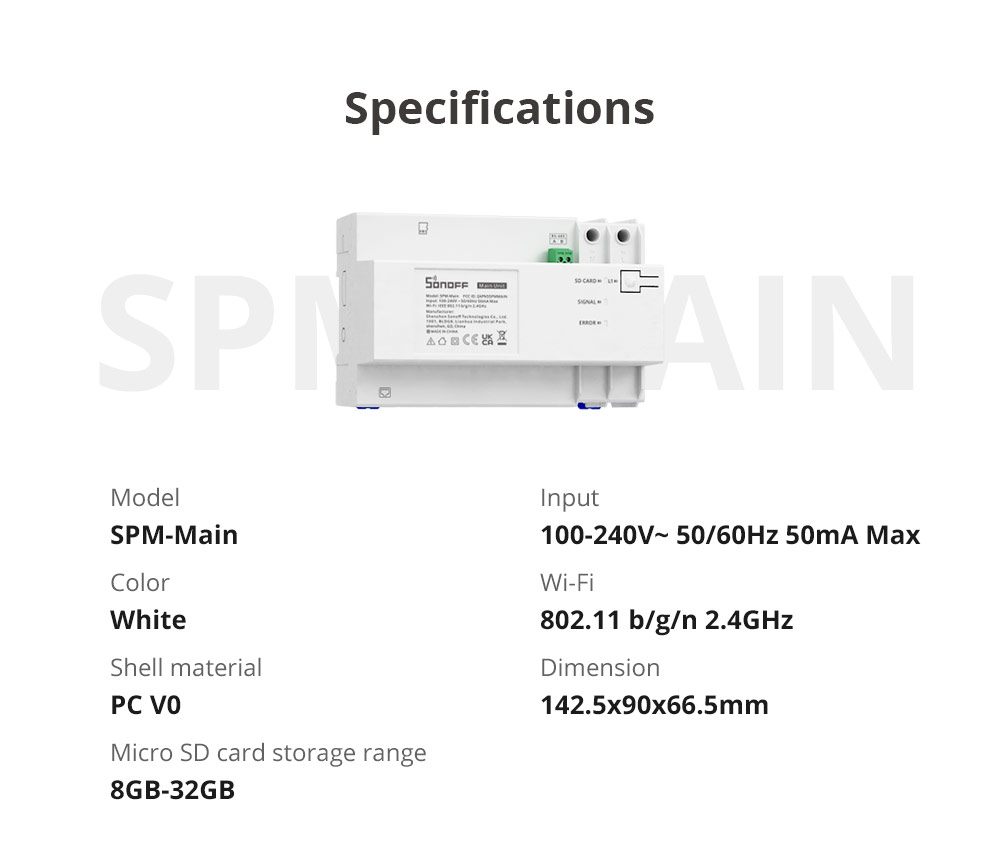 Sonoff Smart Stackable Power Meter (SPM) központi egység